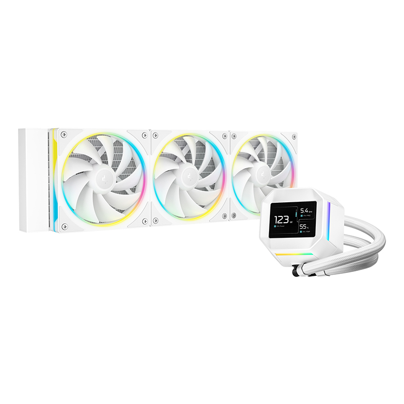 DeepCool LM360 Liquid CPU Cooler with 2.4 IPS Display 360mm AIO Triple 120mm ARGB Fans Anti-Leak Technology PWM Pump Intel LGA 1851/1700 & AMD AM5 Compatible White