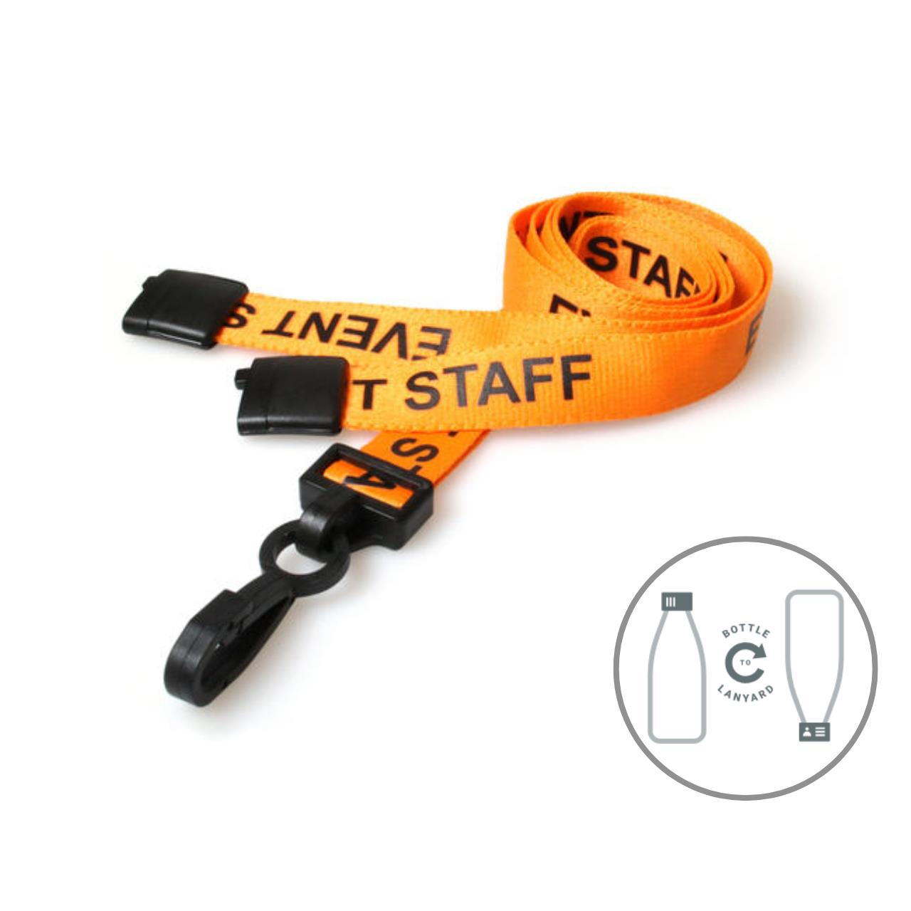 Digital ID 15mm Recycled Orange Event Staff Lanyards with Plastic J Clip (Pack of 100)
