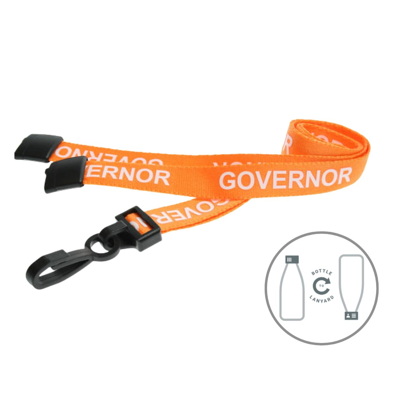 Digital ID 15mm Recycled Orange Governor Lanyards with Plastic J Clip (Pack of 100)