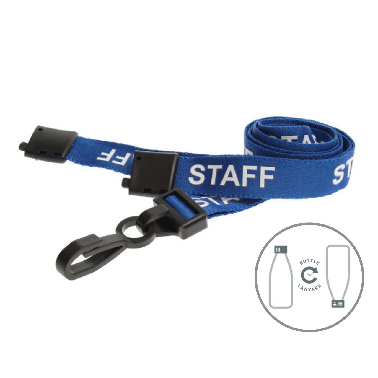 Digital ID 15mm Recycled Blue Staff Lanyards with Breakaway and Plastic J Clip (Pack of 100)