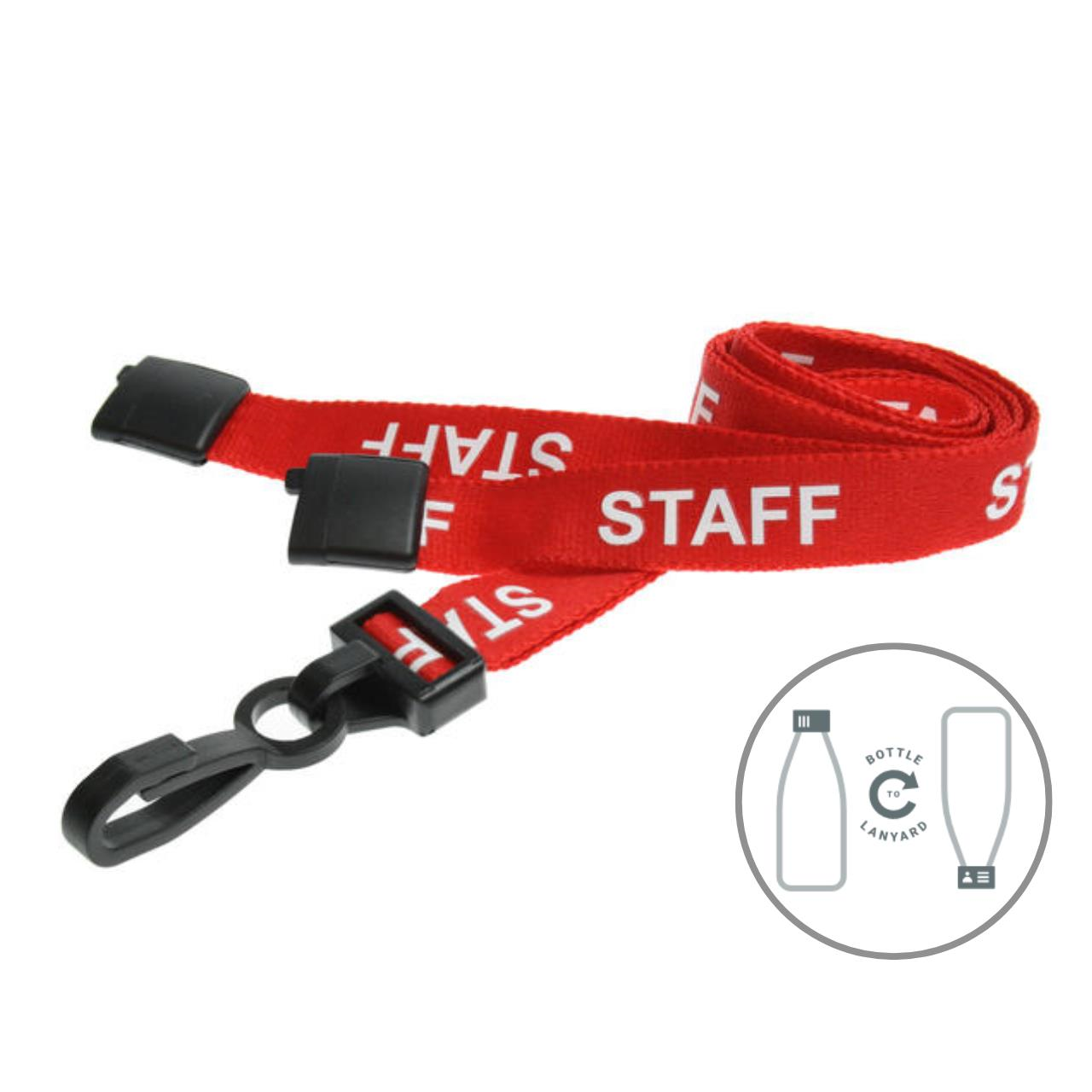 Digital ID 15mm Recycled Red Staff Lanyards with Plastic J Clip (Pack of 100)