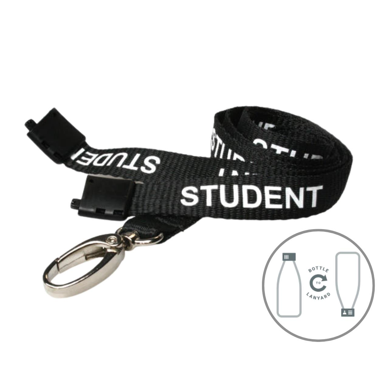 Digital ID 15mm Recycled Black Student Lanyards With Metal Lobster Clip (Pack of 100)