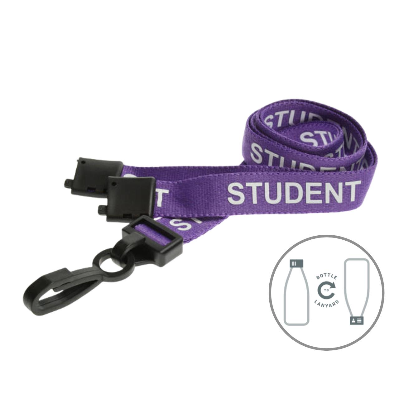 Digital ID 15mm Recycled Purple Student Lanyards with Breakaway and Plastic J Clip (Pack of 100)