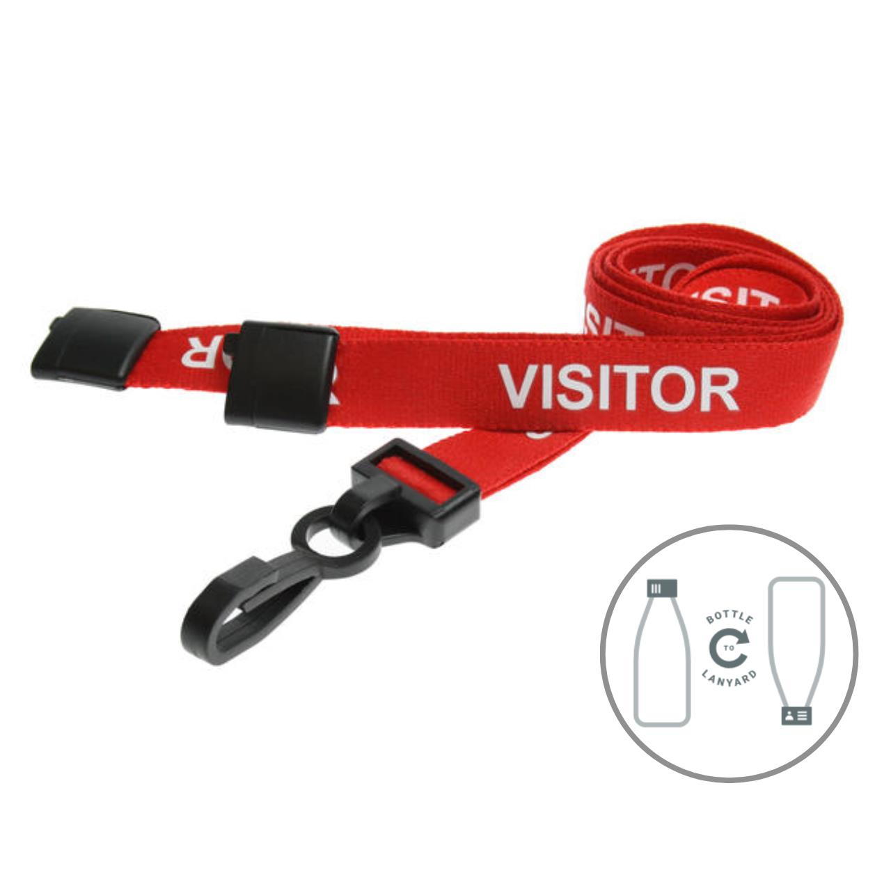 Digital ID 15mm Recycled Red Visitor Lanyards with Plastic J Clip (Pack of 100)