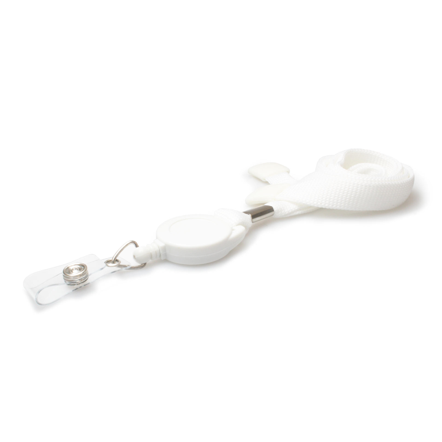 Digital ID 16mm White Tubular Flexiweave Breakaway Lanyards with attached Mini Yoyo Card Reel & Clear Vinyl Strap (Pack of 50)