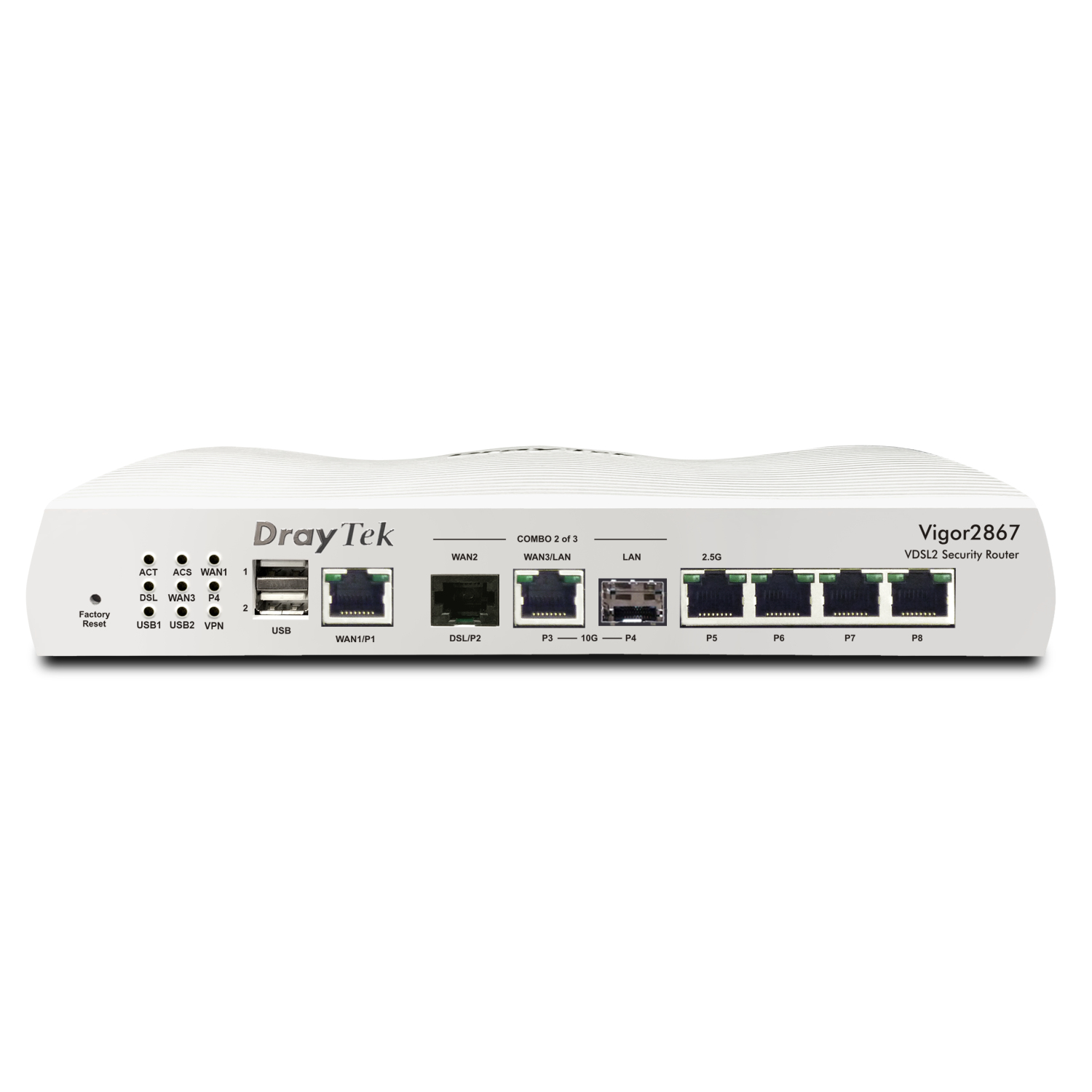 DrayTek Vigor 2867 wired router 10 Gigabit Ethernet, Gigabit Ethernet, 2.5 Gigabit Ethernet White