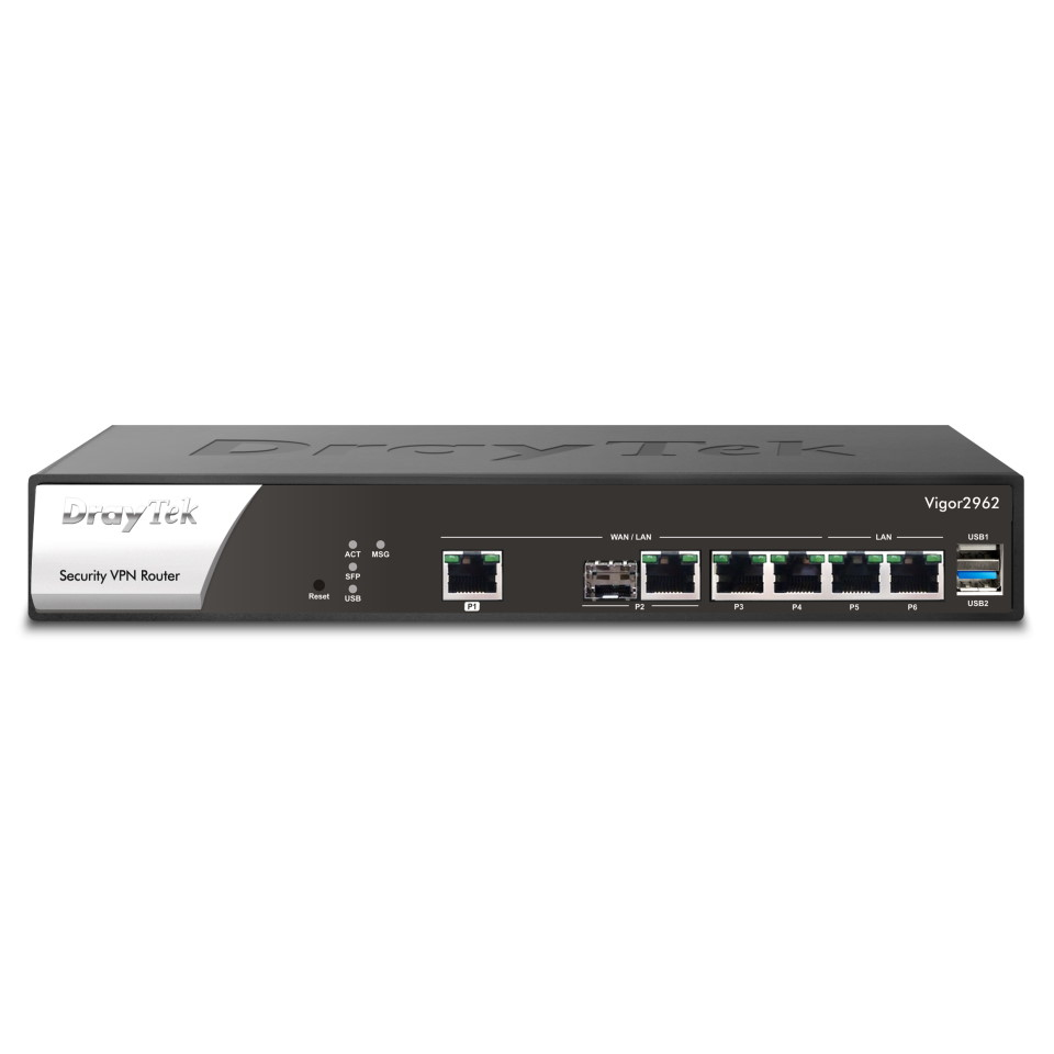DrayTek Vigor 2962 wired router 2.5 Gigabit Ethernet Black, White