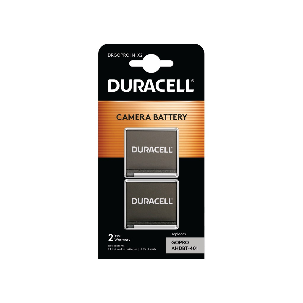 Duracell Camera Battery - replaces GoPro Hero 4 Battery, 2 pack