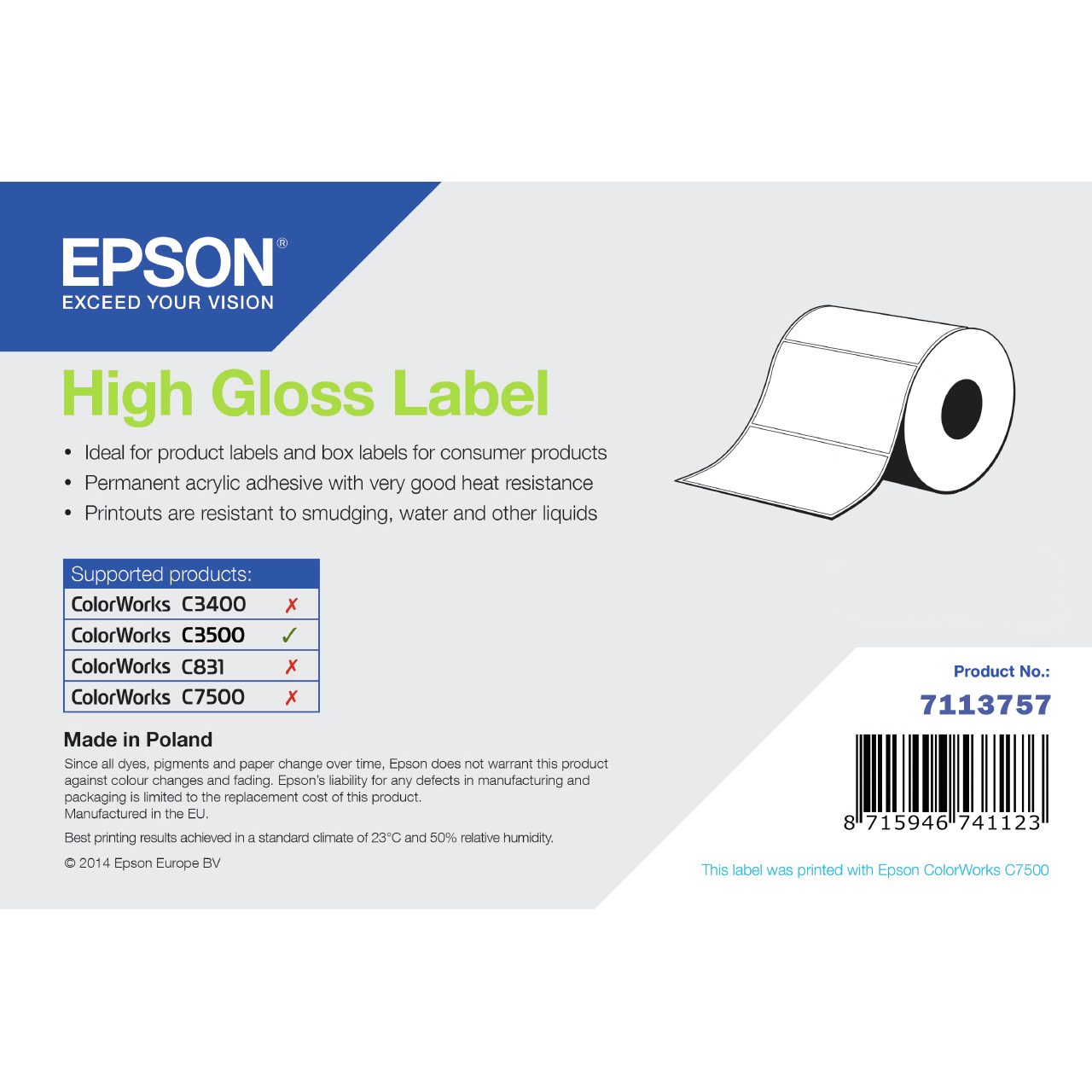 Epson 102mm Printer Labels
