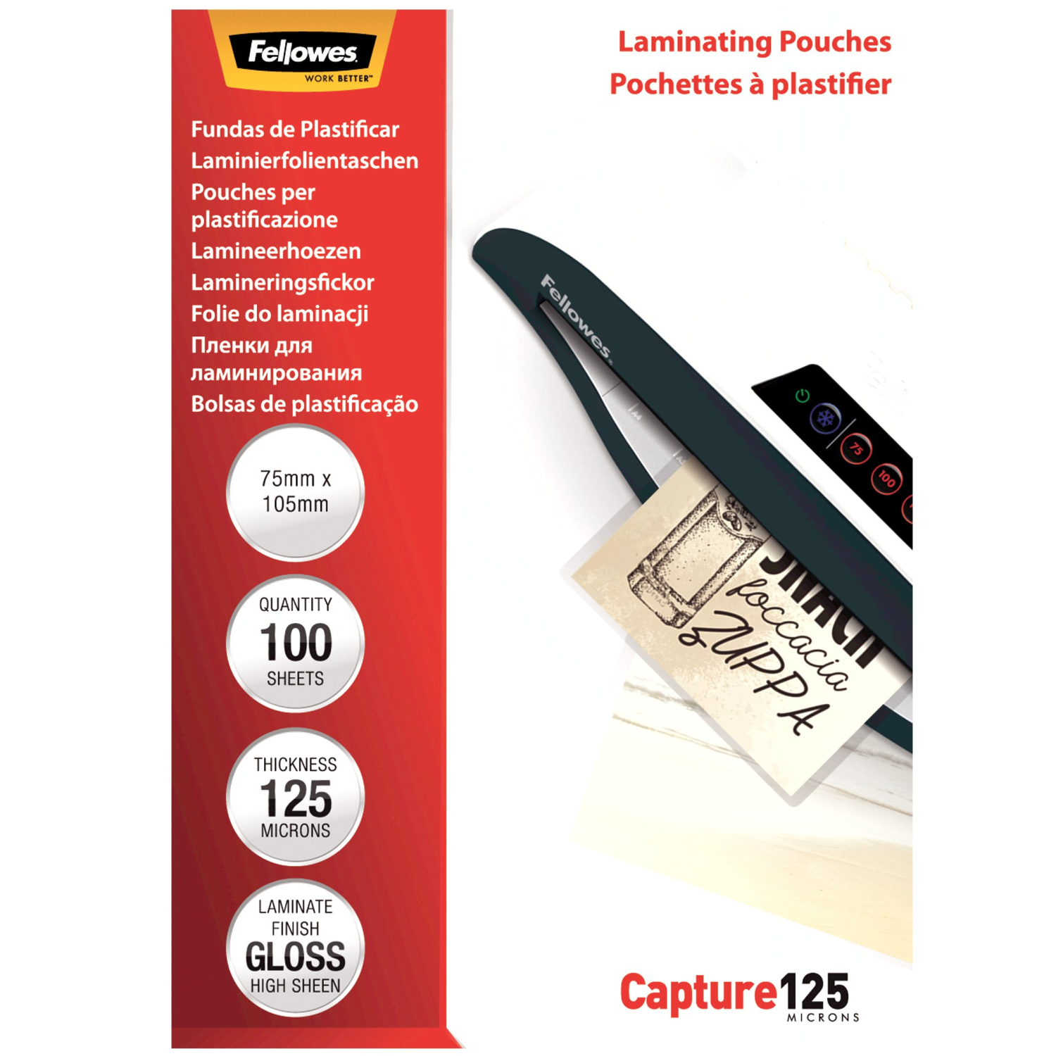 Fellowes 75x105mm Laminator Pouches - Transparent