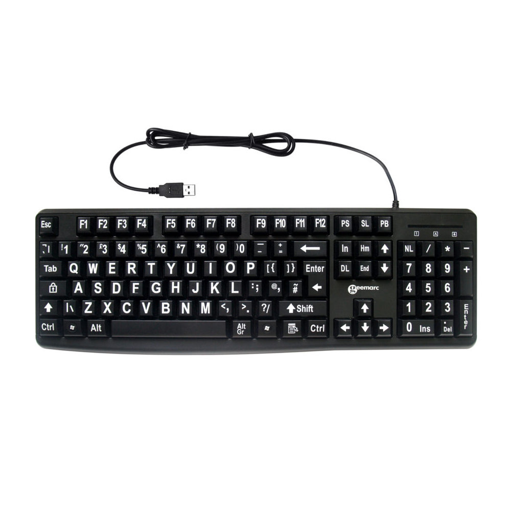 Geemarc Telecom Large White Print, Black Keyboard