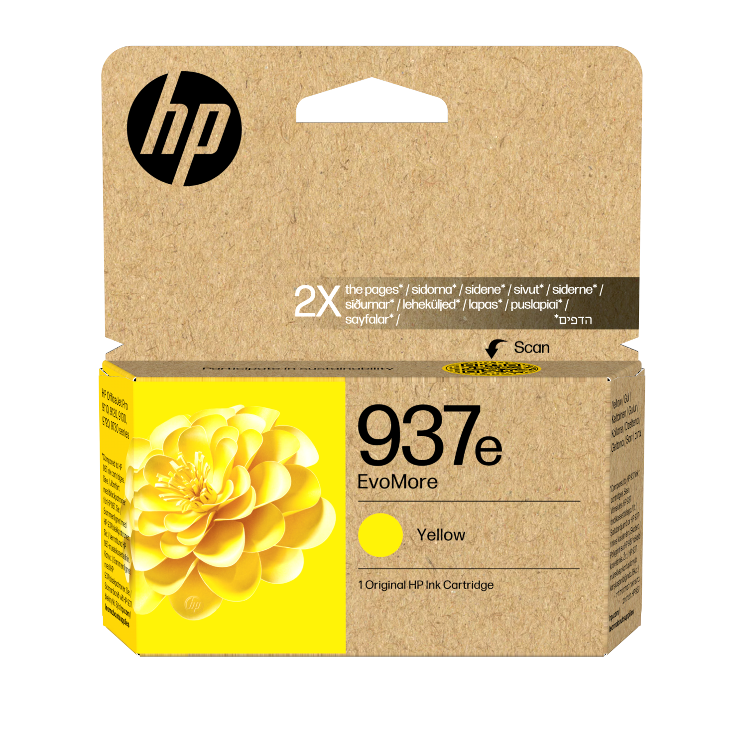 HP 937E EVOMORE YELLOW ORIGINAL INK