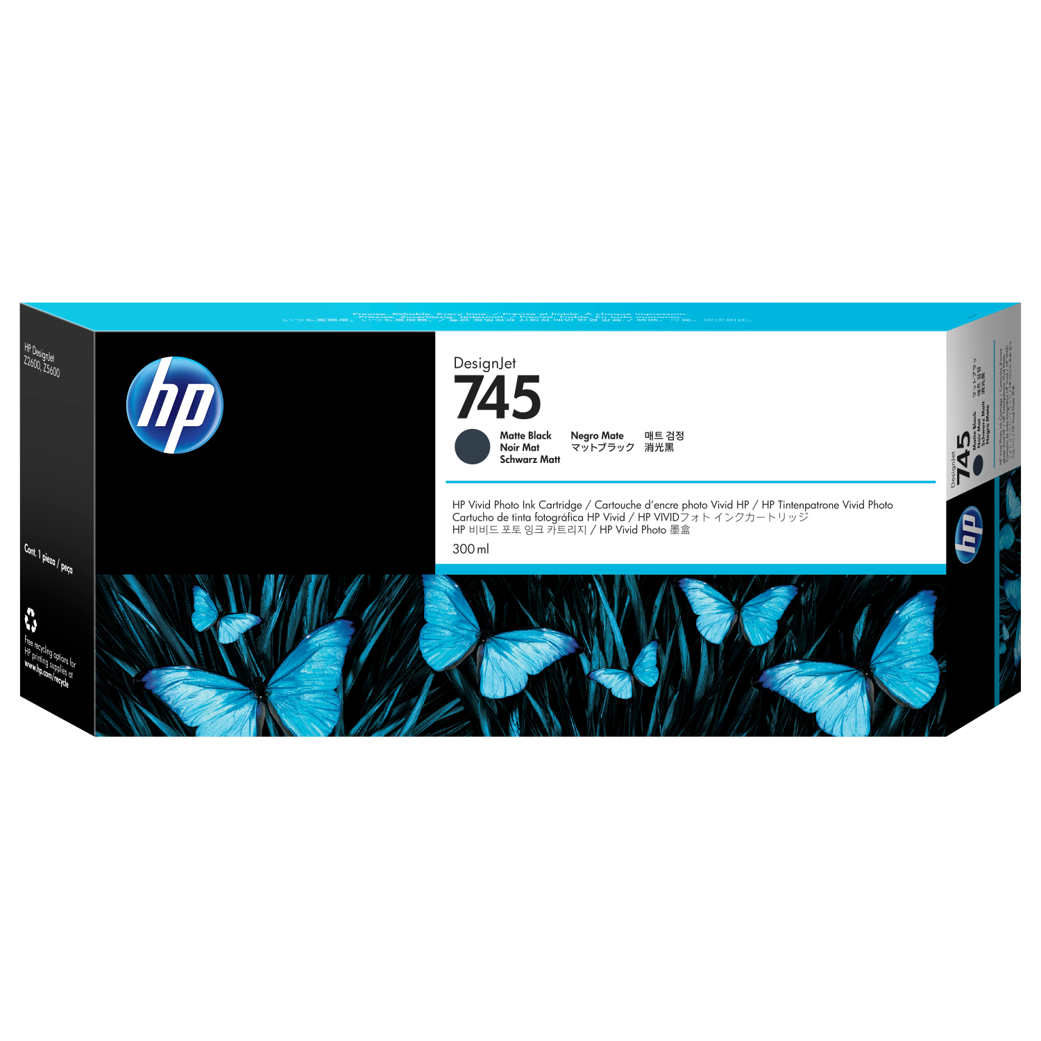 HP 745 300-ML MATTE BLACK INK CARTRI