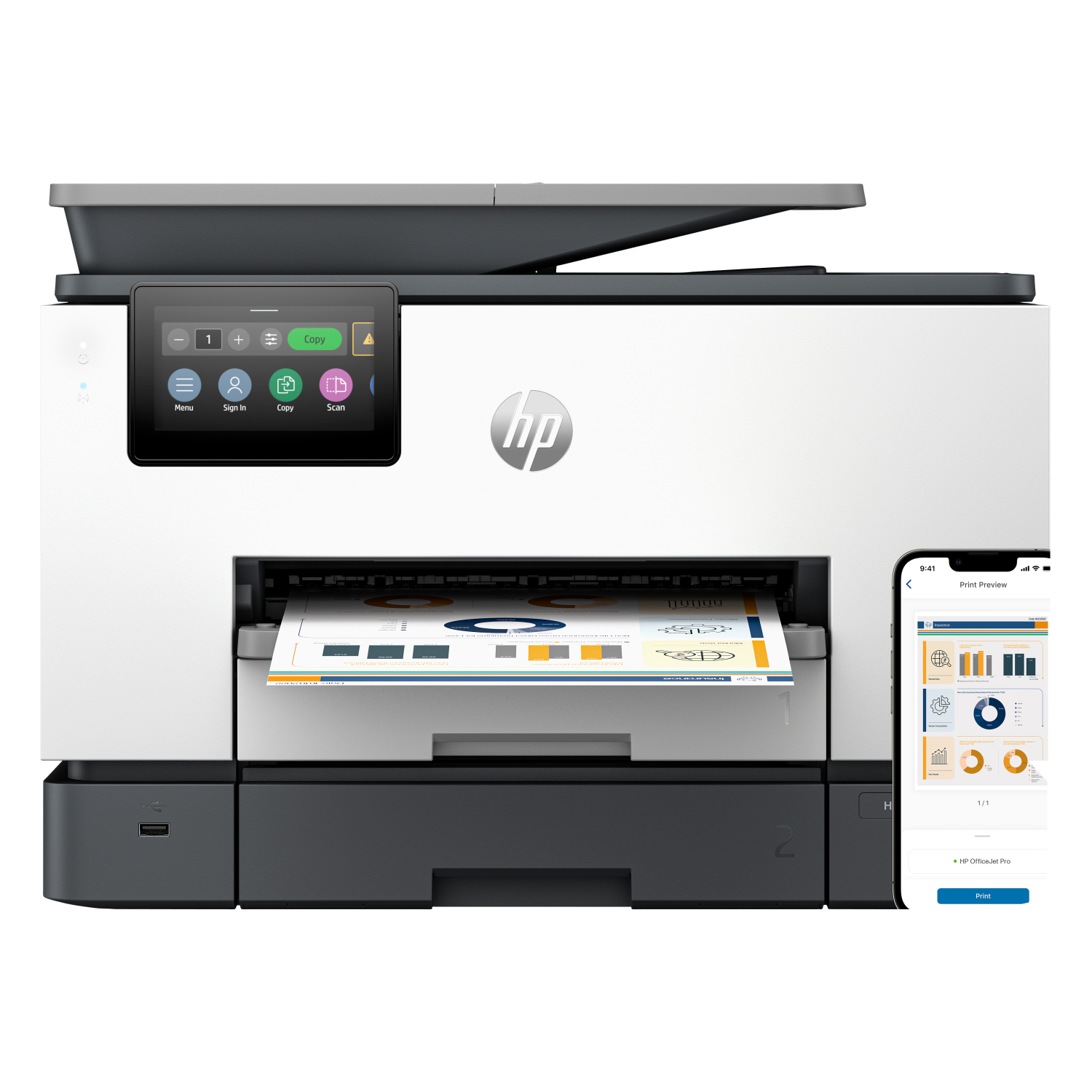 HP 9130b Multifunction Printers - 512MB - Grey
