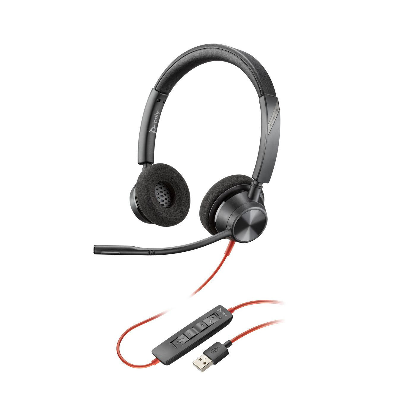 HP Poly Blackwire 3320 - Blackwire 3300 series - headset - on-ear - wired - USB-A - black