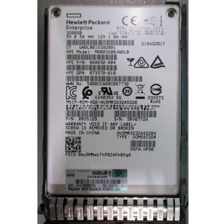 HP E 3.2TB 12G 2.5INCH MU SC SAS SSD