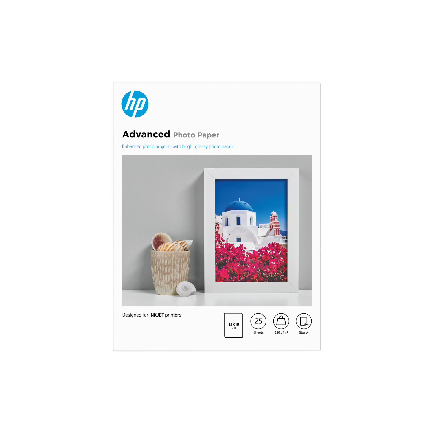 HP Advanced Photo Paper, Glossy, 250 g/m2, 13 x 18 cm (127 x 178 mm), 25 sheets