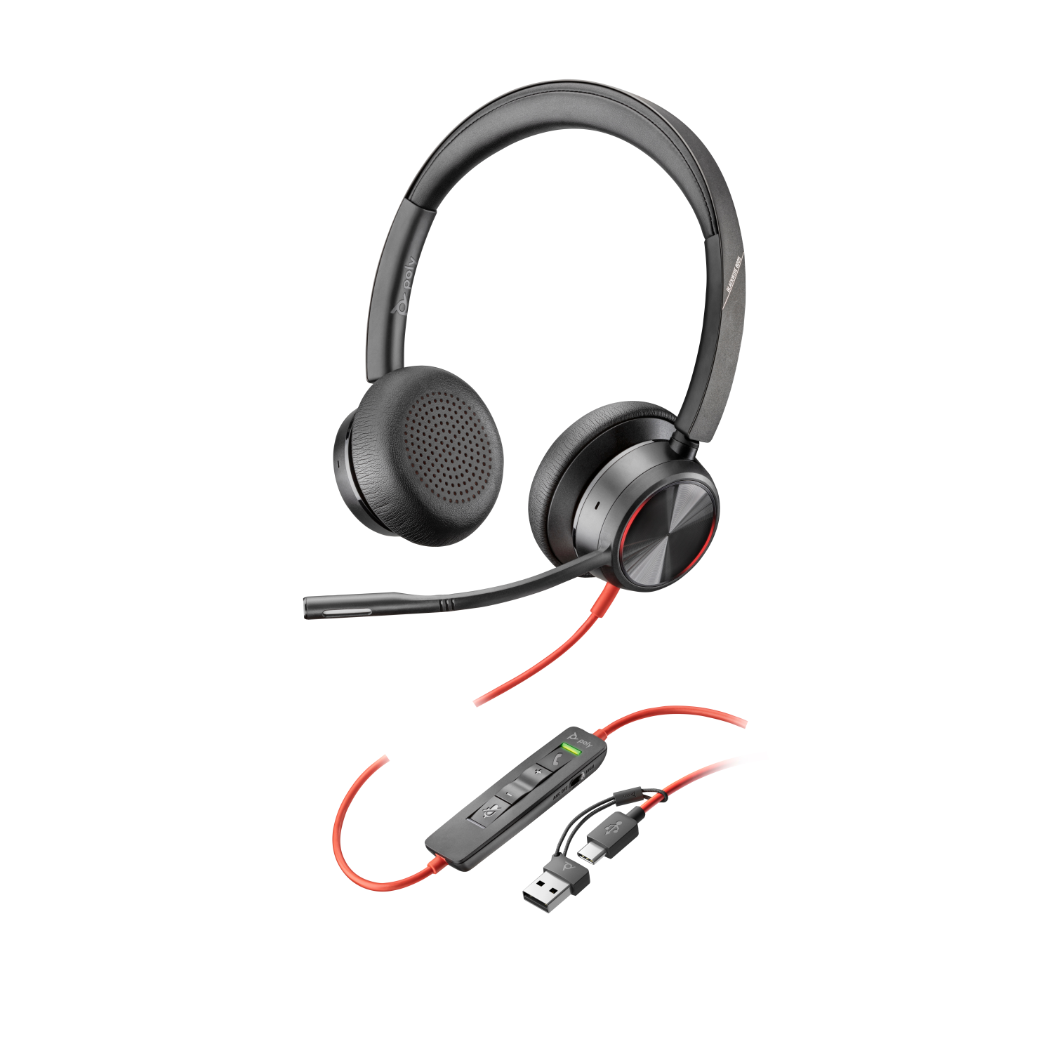 POLY Blackwire 8225 Stereo USB-C Headset +USB-C/A Adapter