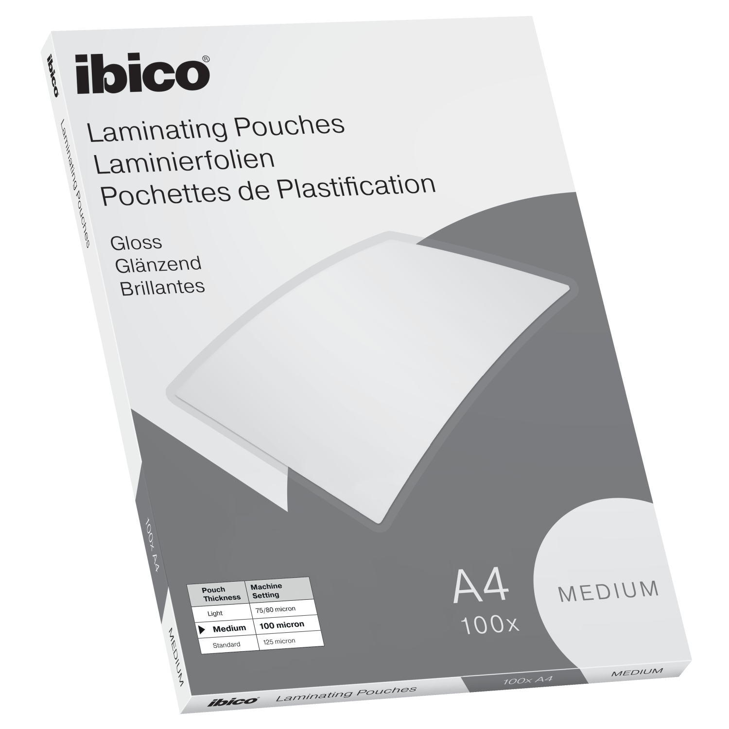Ibico Basics A4 Gloss Laminating Pouches Medium - Pack of 100