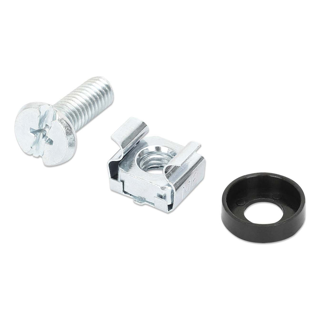 Intellinet Cage Nut Set (100 Pack), M6 Nuts, Bolts and Washers, Suitable for Network Cabinets/Server Racks, Plastic Storage Jar, Lifetime Warranty