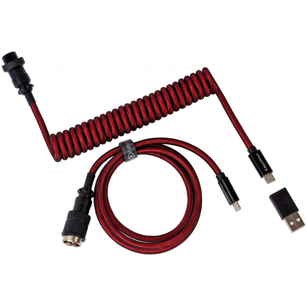 Keychron Premium Coiled Aviator USB-C Cable Straight Red