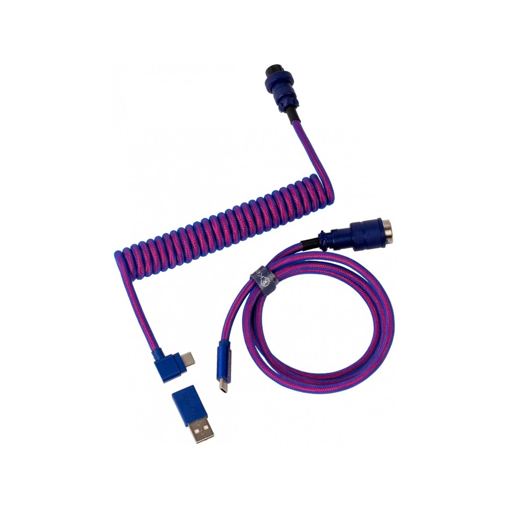 Keychron Premium Coiled Aviator USB-C Cable Angled Purple