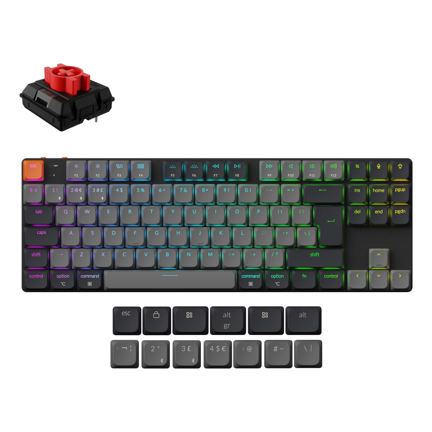 Keychron K1 keyboard Universal USB + Bluetooth QWERTY UK English Grey