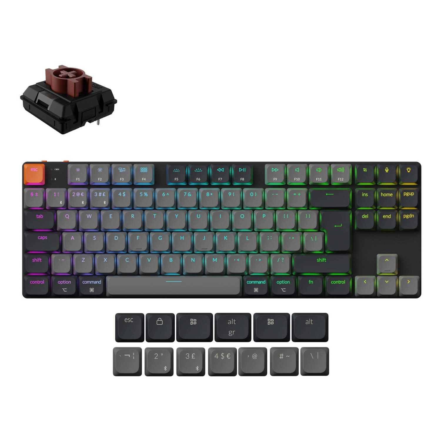 Keychron K1 keyboard Universal USB + Bluetooth QWERTY UK English Grey