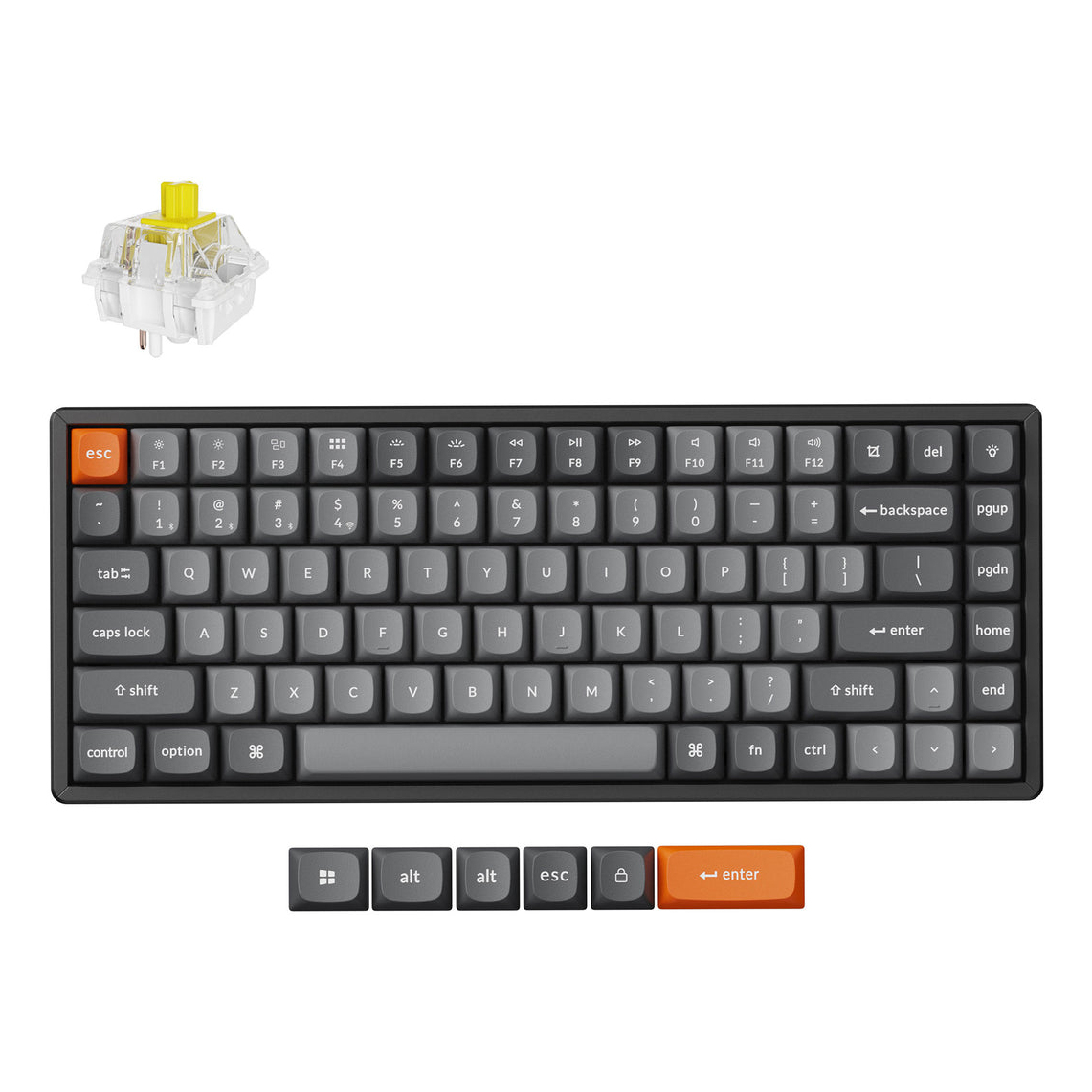 Keychron K2 Max keyboard Universal USB + RF Wireless + Bluetooth QWERTY UK English Black, Grey