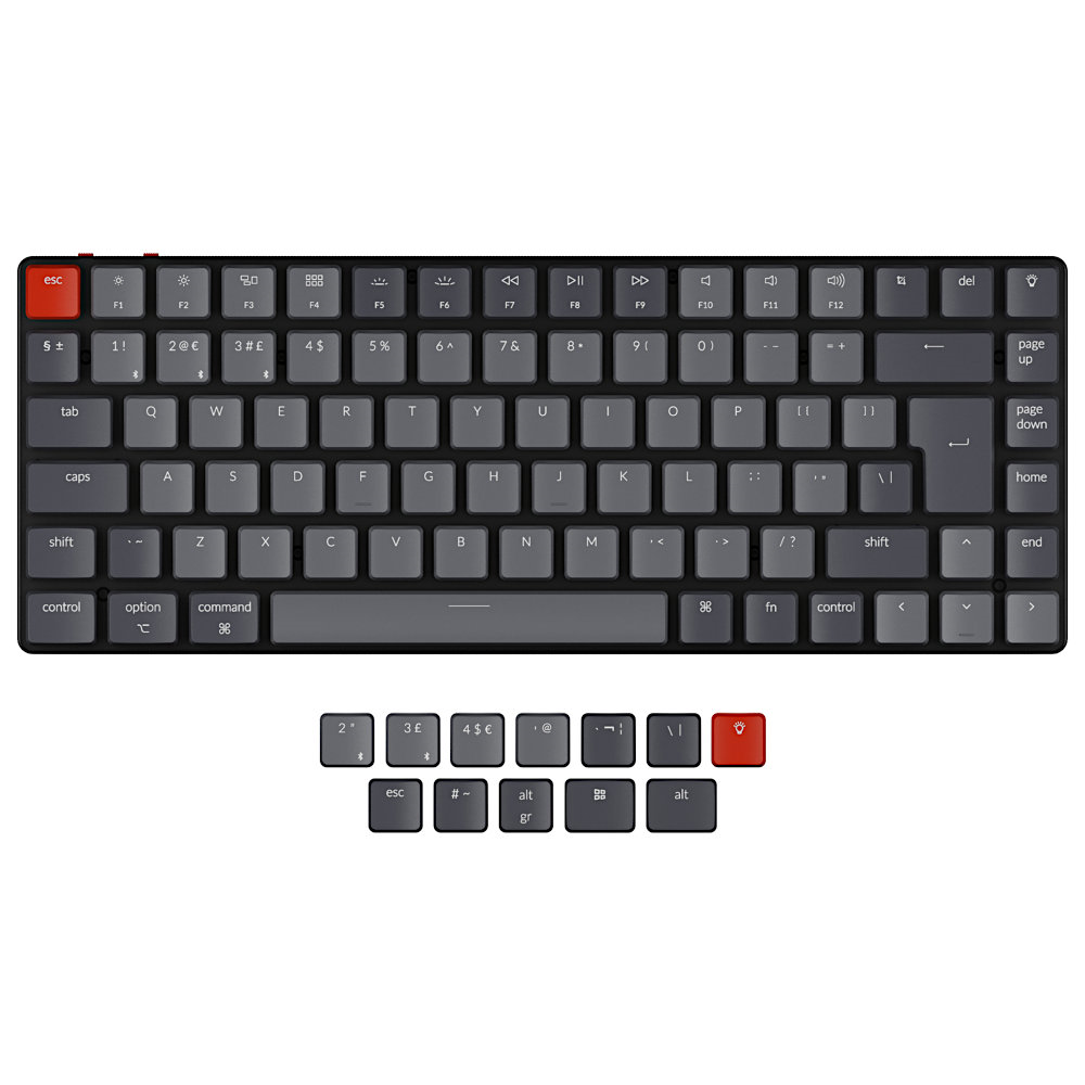 Keychron UK K3v2 Bluetooth Backlit Optical Click Ultra-slim Aluminium Mac/PC 75% Keyboard
