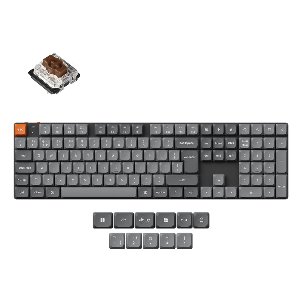 Keychron K5 Max keyboard Universal USB + RF Wireless + Bluetooth QWERTY UK English Black, Grey