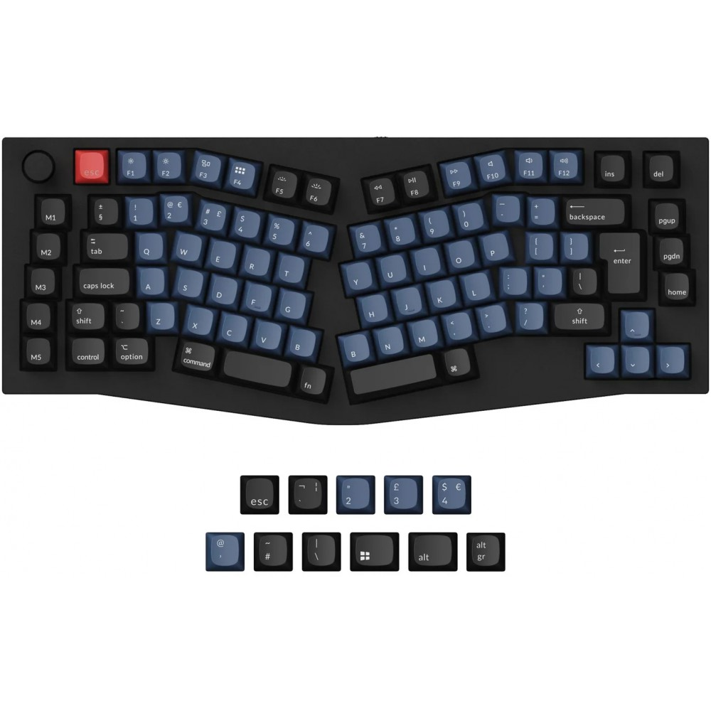 Keychron UK Q10 Ergo QMK RGB Tactile Aluminium Mac/PC Carbon Black Custom Keyboard with Knob