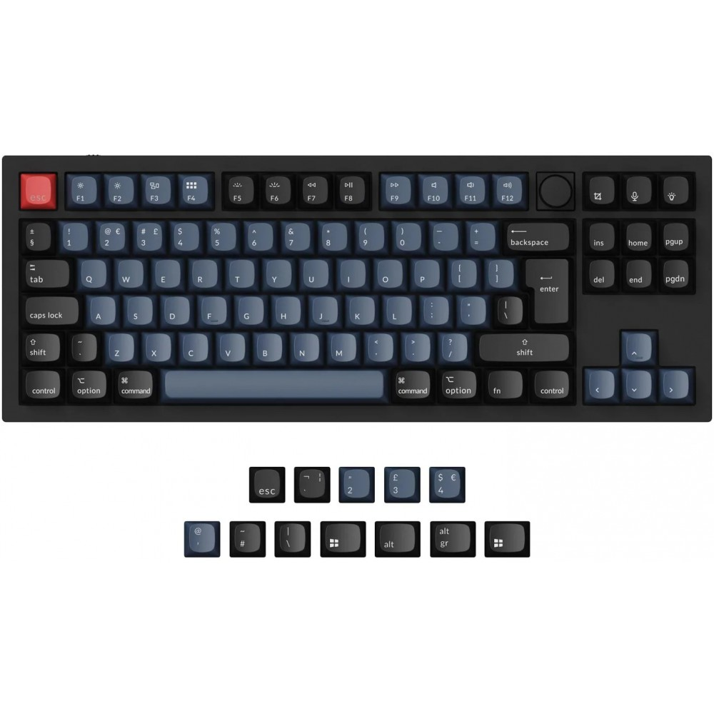Keychron UK Q3 QMK RGB Aluminium Mac/PC Carbon Black Linear Custom Keyboard with Knob