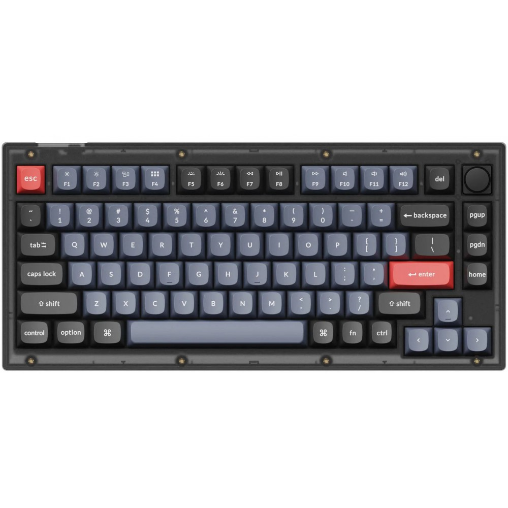 Keychron USA V1 QMK RGB Tactile Assembled Mac/PC Frosted Black Custom Keyboard with Knob