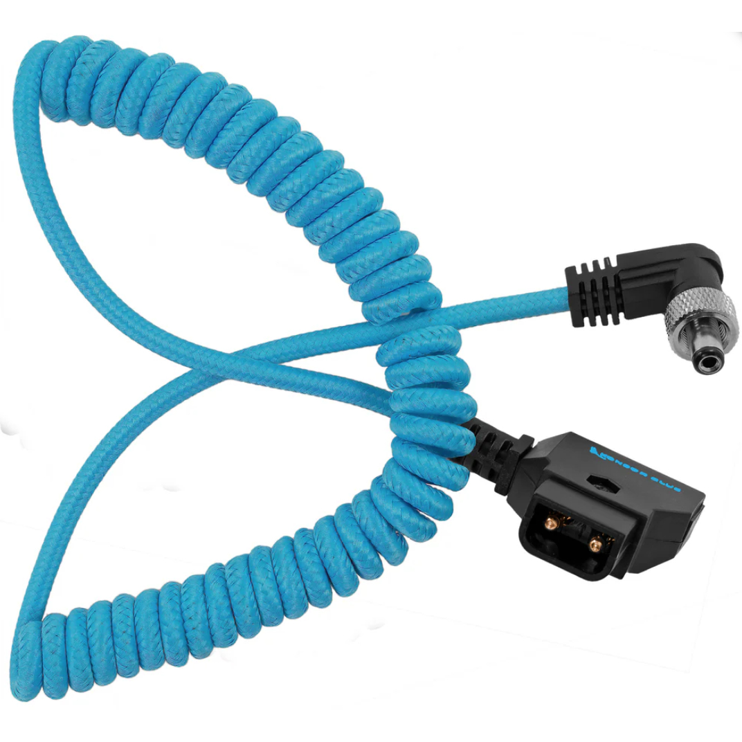 Kondor Blue Coiled D-Tap to Locking DC 2.1mm Right Cable