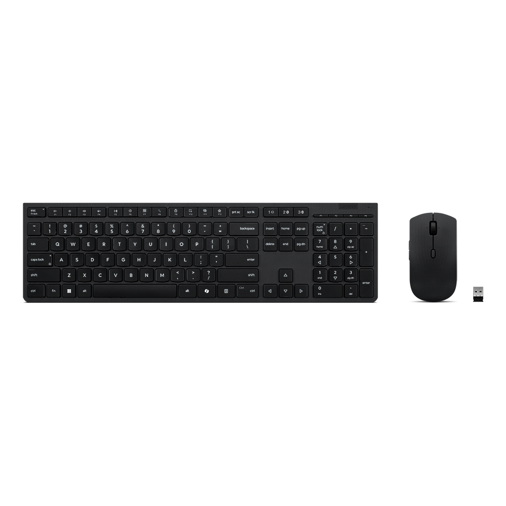 Lenovo Professional - Keyboard and mouse set - full size - wireless - 2.4 GHz, Bluetooth - QWERTY - UK - grey - brown box