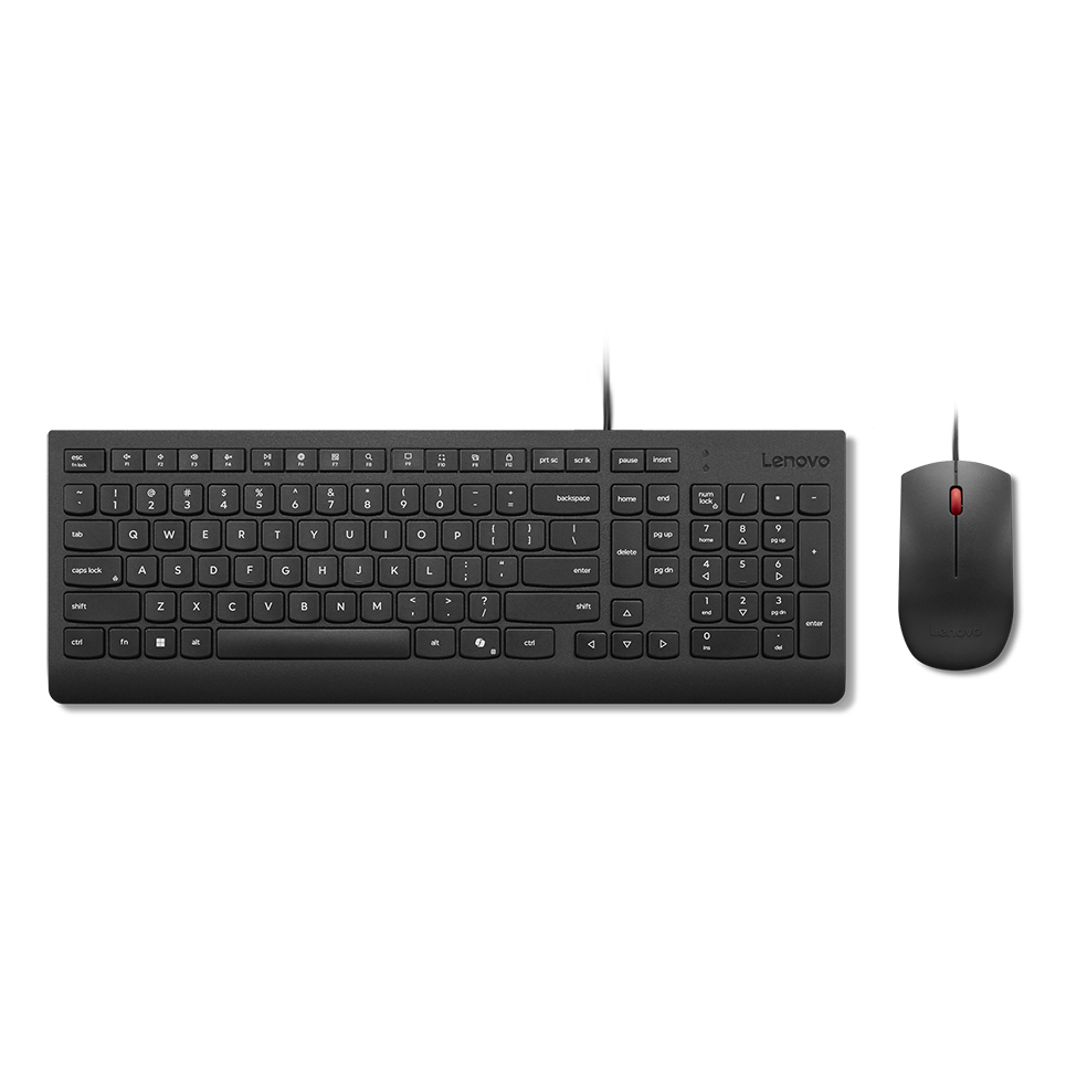 Lenovo Essential Wired Combo Black US Euro keyboard Mouse included Universal USB
