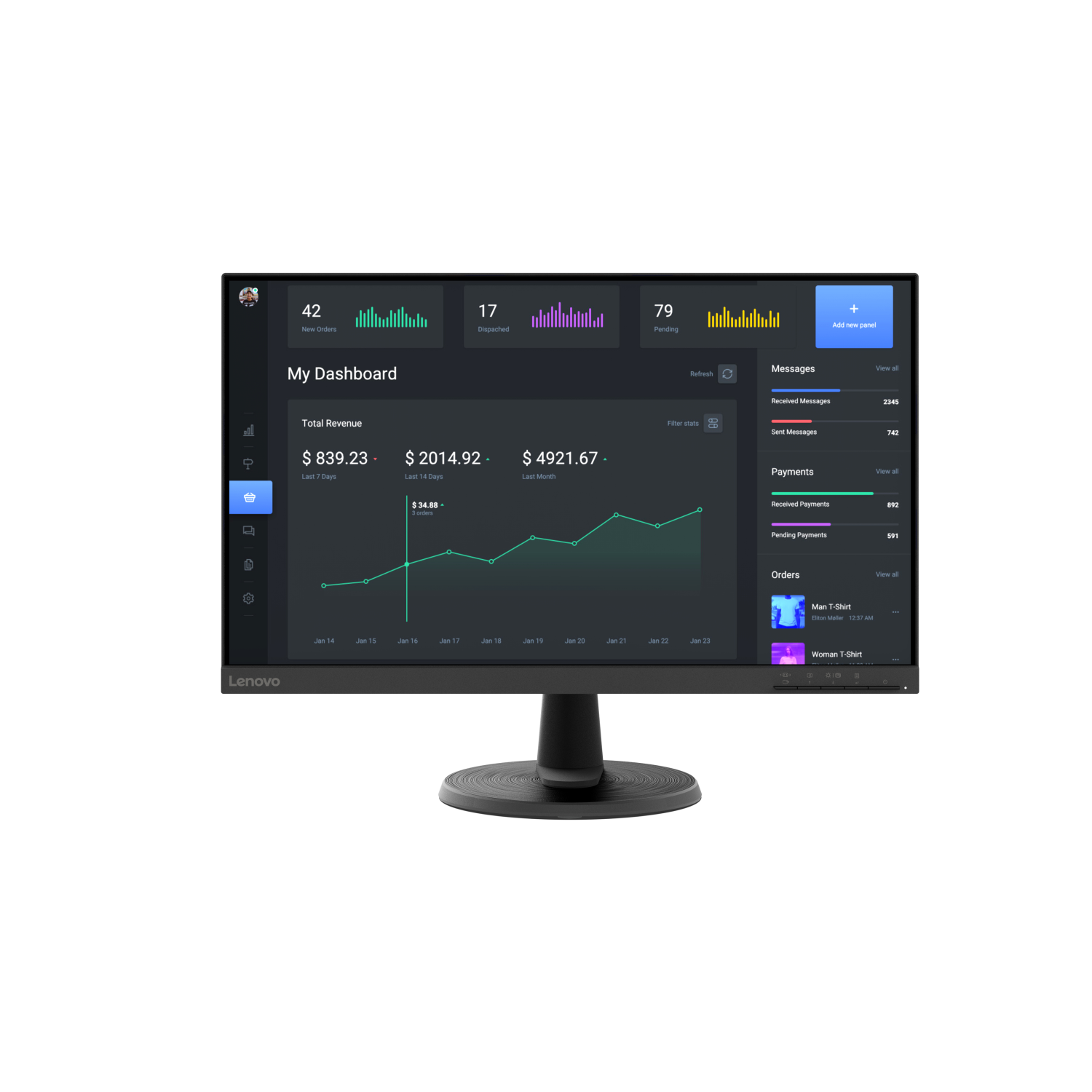 Lenovo C24-40 Computer Monitors - 23.8 Inches - Black