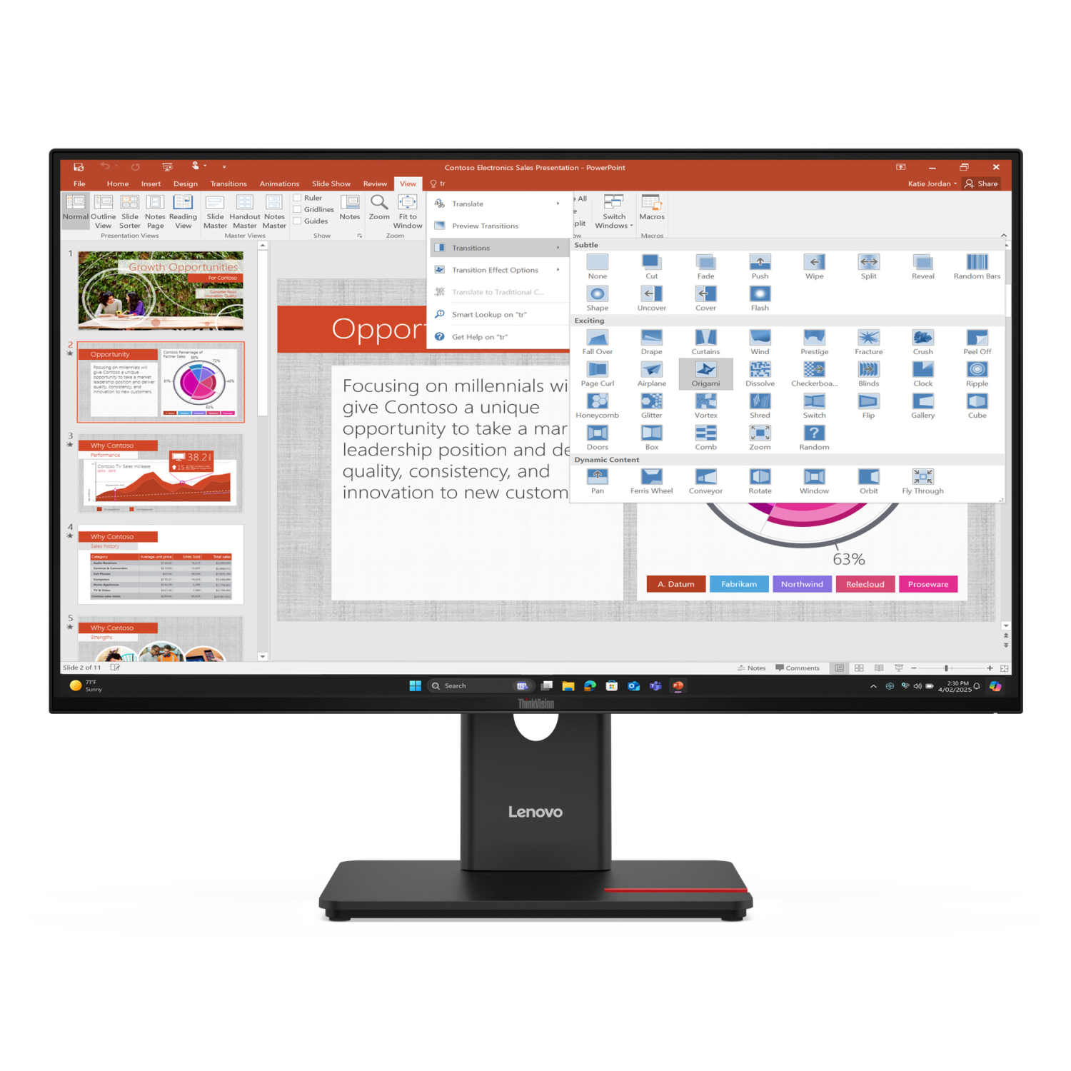 Lenovo T27-40 Computer Monitors - 27 Inches - Black