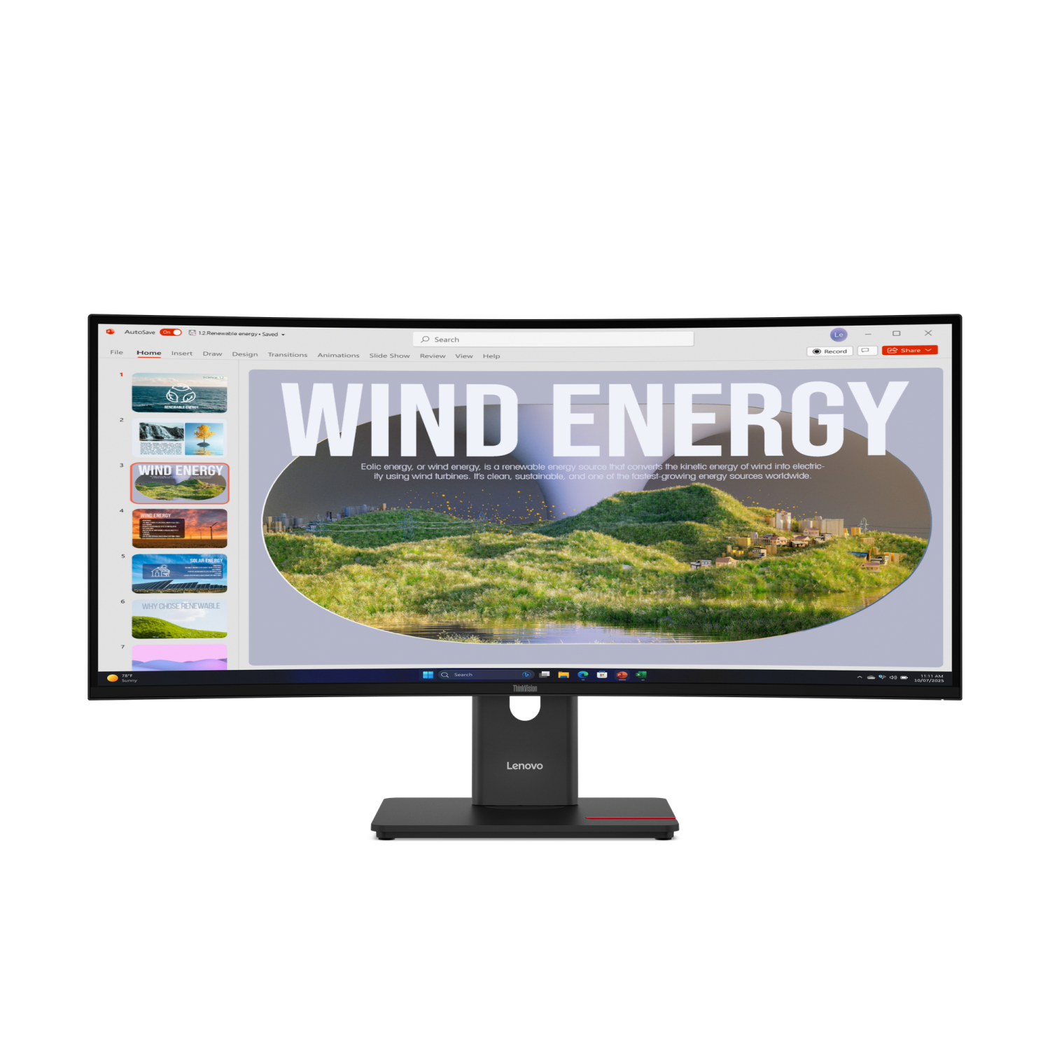 Lenovo T34WD-40 Computer Monitors - 34 Inches - Black