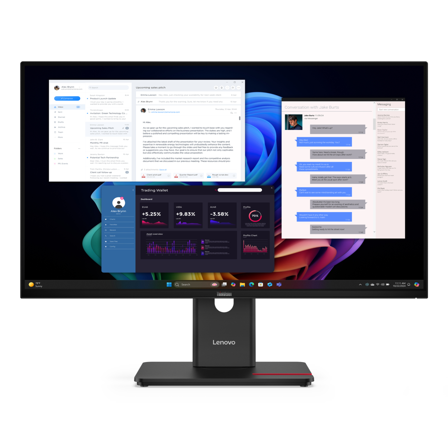 Lenovo T27UD-40 Computer Monitors - 27 Inches - Black