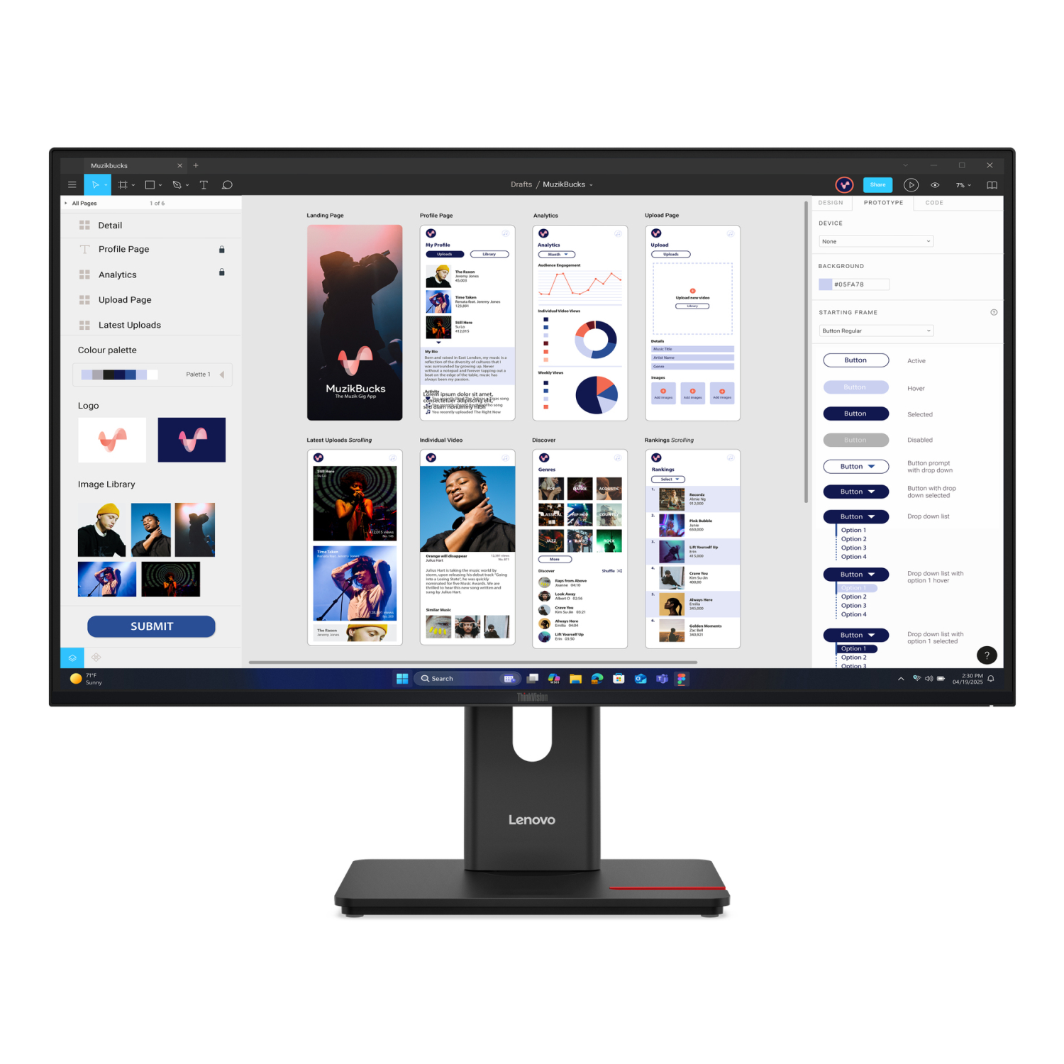 Lenovo T32UD-40 Computer Monitors - 31.5 Inches - Black