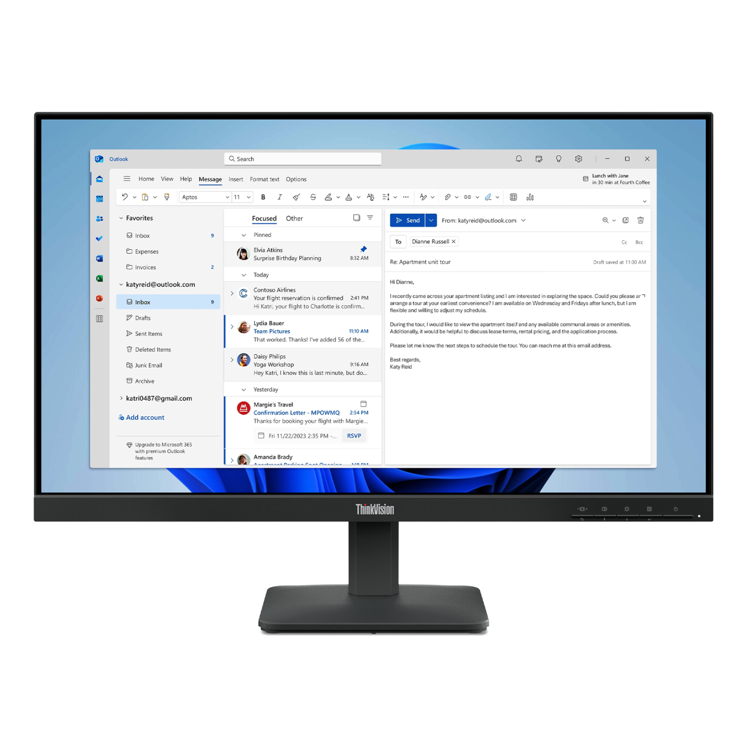 Lenovo S24-4e Computer Monitors - 23.8 Inches - Black
