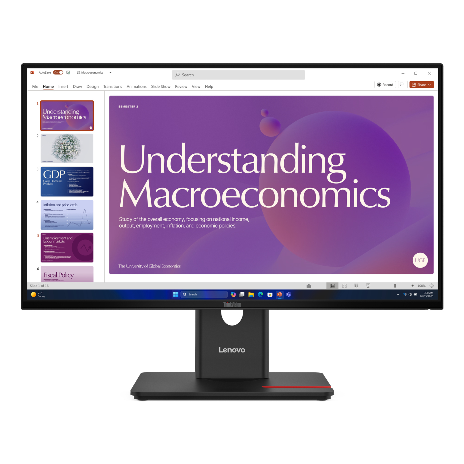 Lenovo T24D-40 Computer Monitors - 23.8 Inches - Black