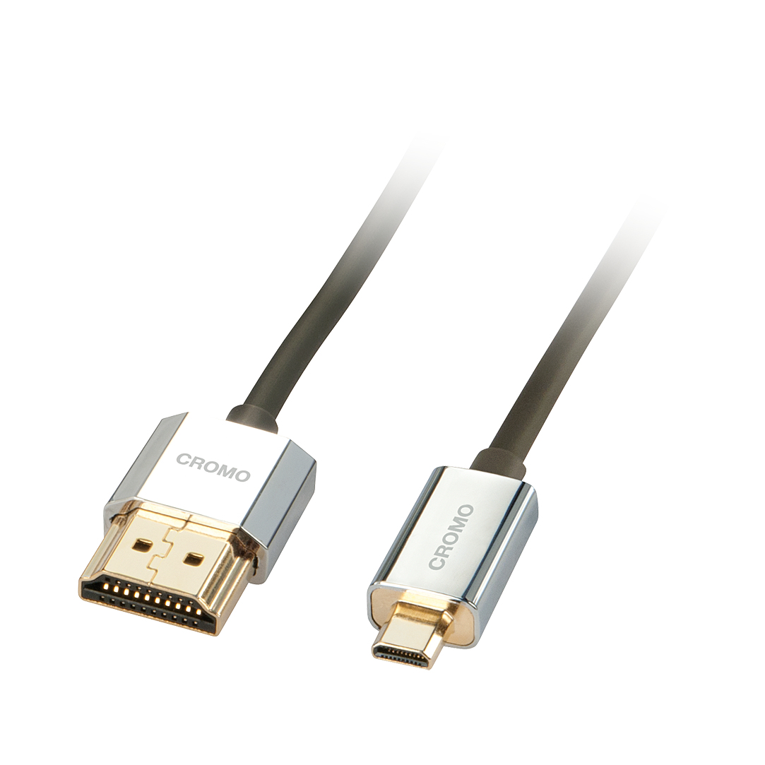Lindy 2m CROMO Slim High Speed HDMI to Micro HDMI Cable with Ethernet