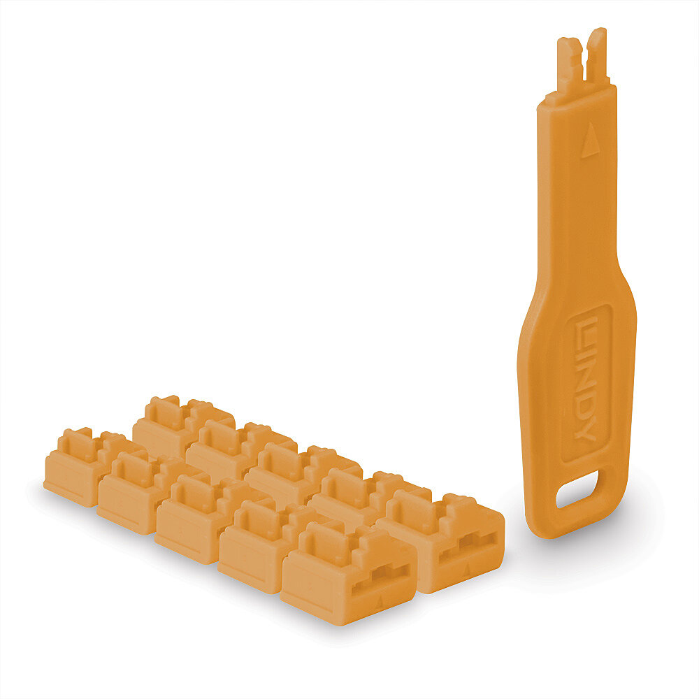 Lindy RJ45 Port Blockers - Orange