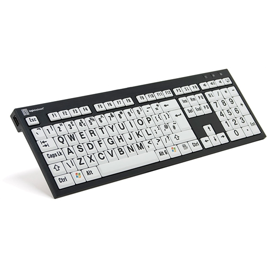 Logickeyboard XL Print keyboard Office USB QWERTY UK English Black, White