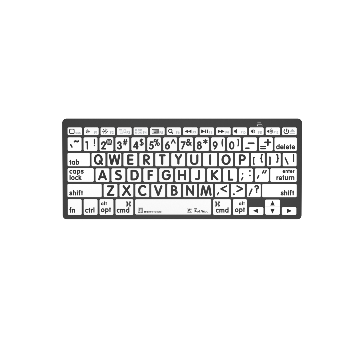 LogicKeyboard XL Print - Black on White Bluetooth Mini Keyboard