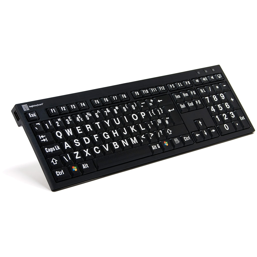 LogicKeyboard XL Print NERO PC Slim Line White on Black Keyboard