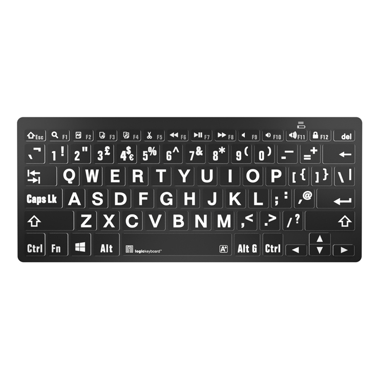 LogicKeyboard LargePrint White on Black - PC Bluetooth Mini